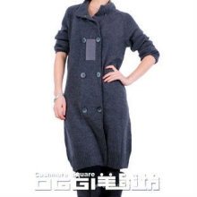 Modern double-breasted knitted pure cashmere swearter dress